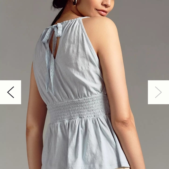 Anthropology Light Blue Assymetrical Boho V-neck Sleeveless Top - Picture 6 of 7